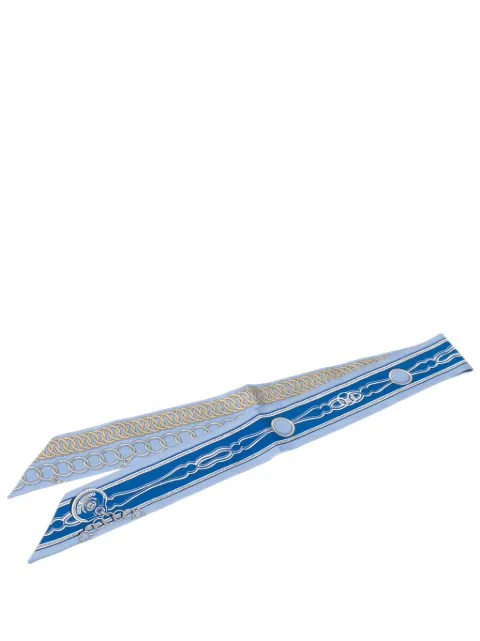 Hermès Pre-Owned 2000-2026 Maillons Silk Twilly Scarf scarves Blue B6PAFHECF6NPAP0W