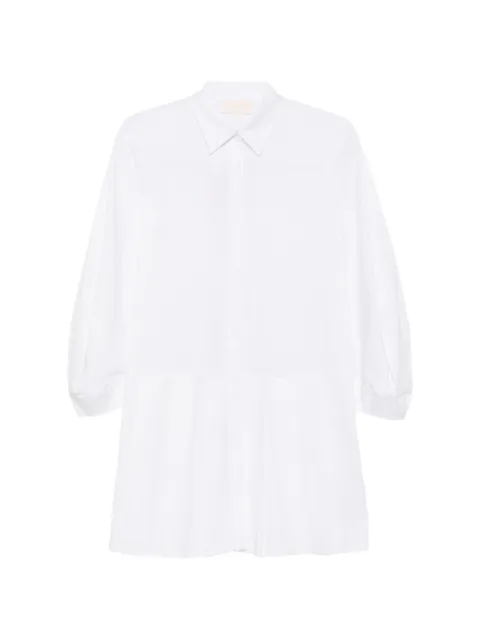 I BLUES pleated long-sleeve mini dress White 26172212322