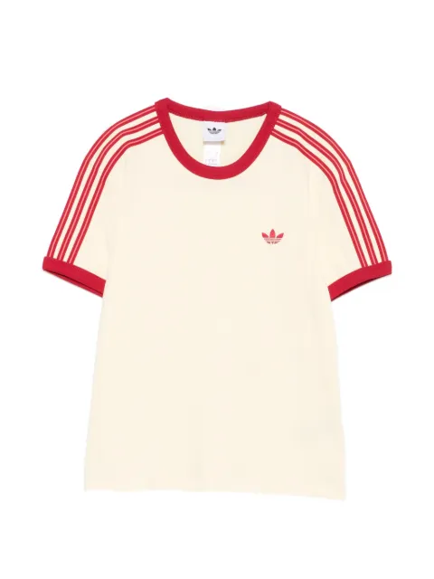 adidas logo-embroidered striped T-shirt Neutrals KS9994