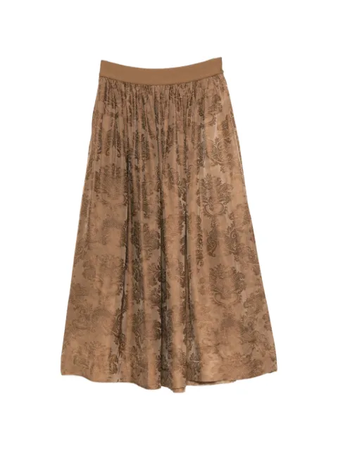 Uma Wang Gillian pattern gathered midi skirt Neutrals W6MUP2002