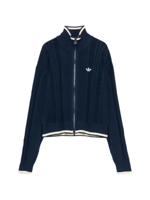 adidas herringbone-knit zip-up sweater Blue KT1864