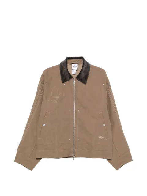 adidas embroidered corduroy-collar jacket Neutrals KR9657