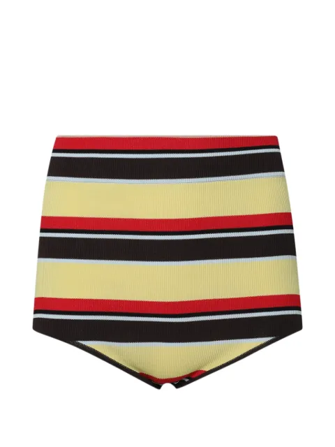 Rabanne striped-pattern knit shorts Yellow 26AMLI055ML0616