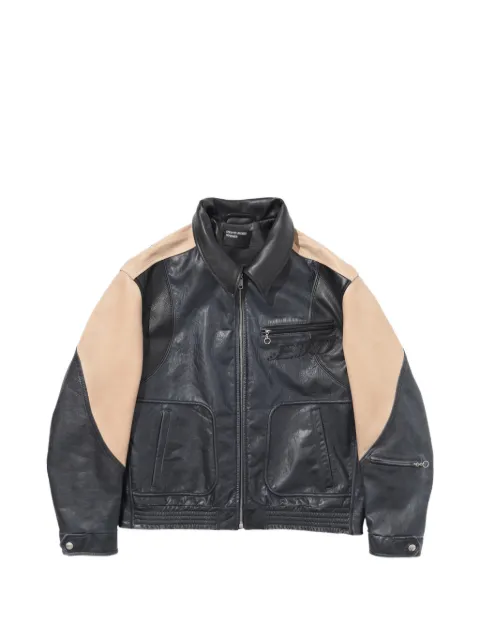 Enfants Riches Déprimés Combaittimento colour-block leather jacket Black 030589