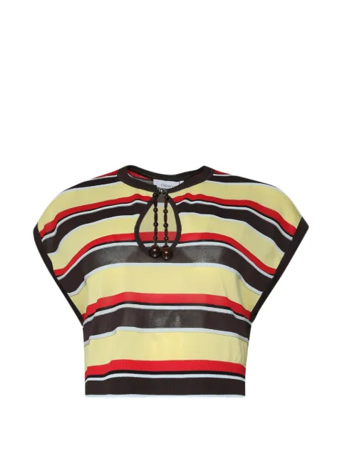 Rabanne striped bead-embellished sweater Yellow 26AMPU093ML0616