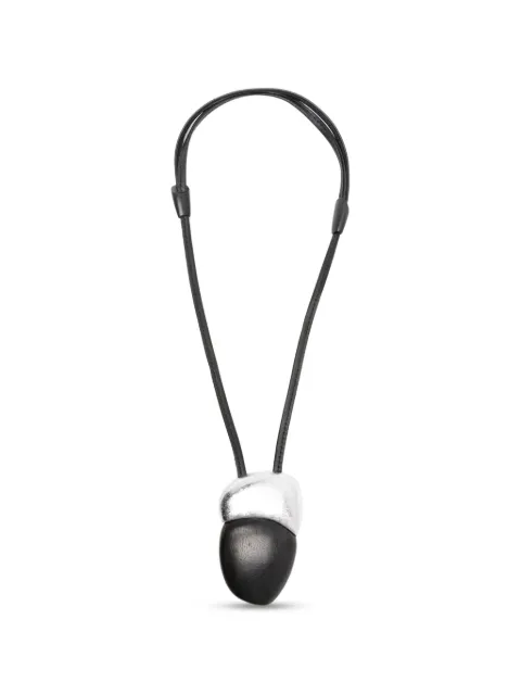 Monies Aurena wood-pendant leather-strap necklace Black 8416WDS