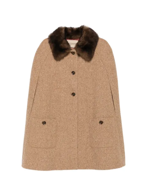 Valentino Garavani sleeveless tweed cape Brown 9B3CG553AEB