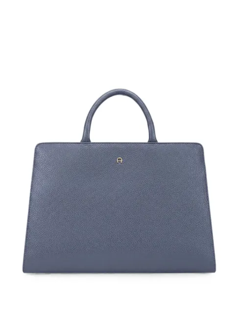 AIGNER large Cybill pebbled-leather tote bag Blue 134533