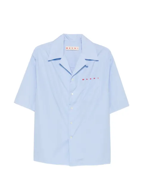 Marni logo-print camp-collar shirt Blue CUMU0213PPUSCT88