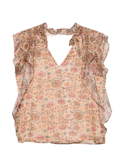 MAISON123 floral-print ruffled top Neutrals 6559172