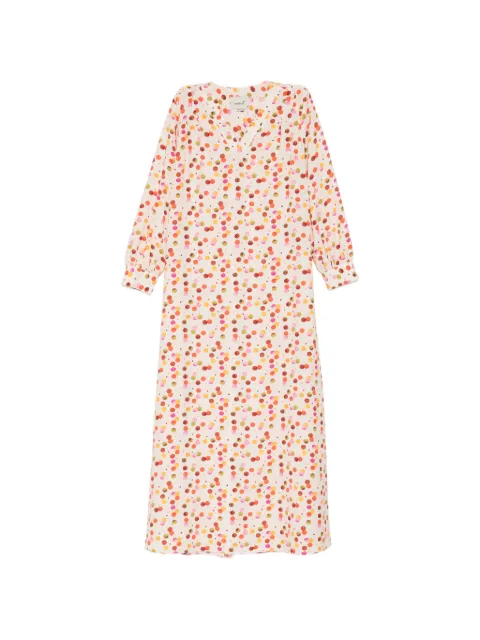 Bambah polka-dot brushstroke-print dress Red BMLI2613
