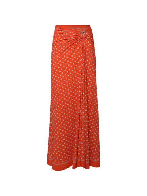 Christopher Esber Orbit bandana-print ruched maxi skirt Orange 26027705