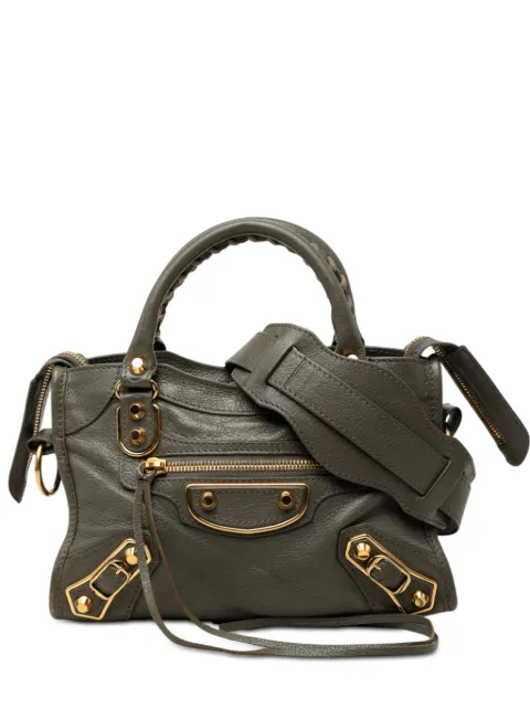Balenciaga Pre-Owned 2000-2026 Mini Goatskin Motocross Classic Metallic Edge City satchel Grey JG1JHXBFXE2CSQXV