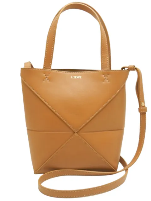 Loewe Pre-Owned 2023 Mini Shiny Calfskin Puzzle Fold Tote satchel Brown 2DTDTEFYMHQZBBTP