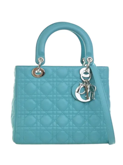 Christian Dior Pre-Owned 2011 Medium Lambskin Cannage Lady Dior satchel Blue 3S2XNWZ1NLZXCDUN