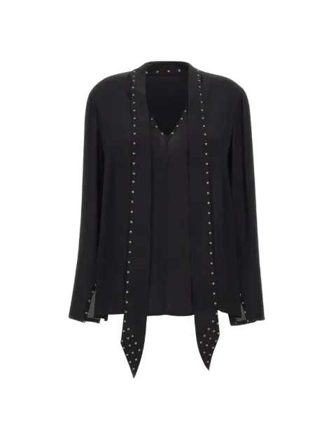 ELENA MIRÒ stud-embellished scarf-detail blouse Black 2015P000237N033