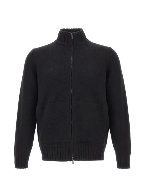 Filippo De Laurentiis zip-up merino-wool cardigan Black FZ3MLTWM5R990