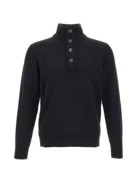 Kangra buttoned-collar ribbed-knit sweater Black 413455013