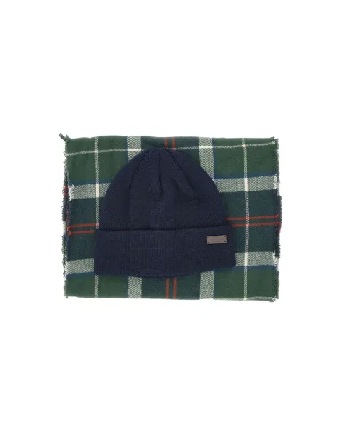 Barbour Swinton tartan-check hat and scarf set Green MGS0079MGSTN98