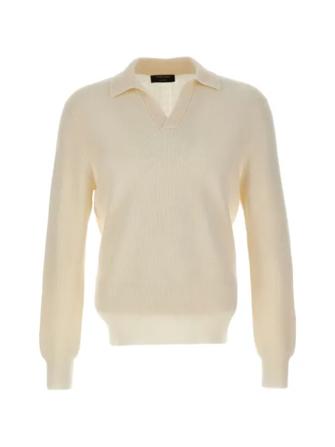 Gran Sasso ribbed-knit virgin wool polo-collar sweater White 5712014263