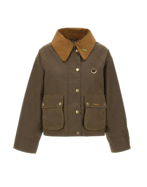 Barbour corduroy-collar check-cuff jacket Green LWX1595LWXSN91