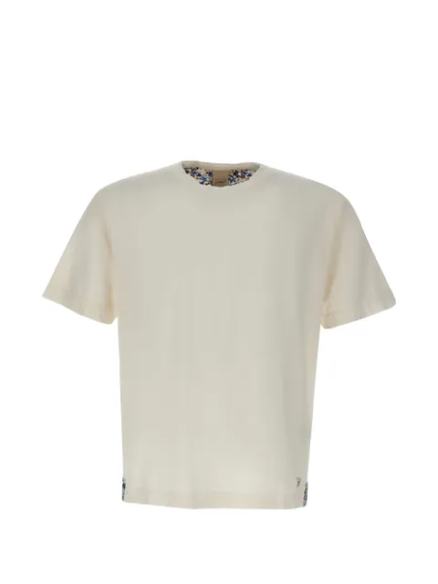 BOB embroidered-logo floral-trim T-shirt White BEACHVR0431LATTE
