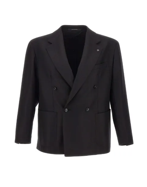 Tagliatore double-breasted virgin-wool blazer Black GNORMAN1DK160069N1156
