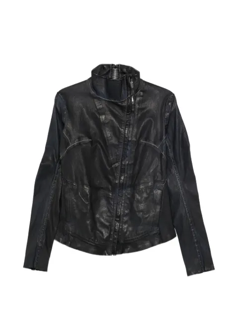 Isaac Sellam Experience high-neck leather jacket Blue INCARNEENEOE26