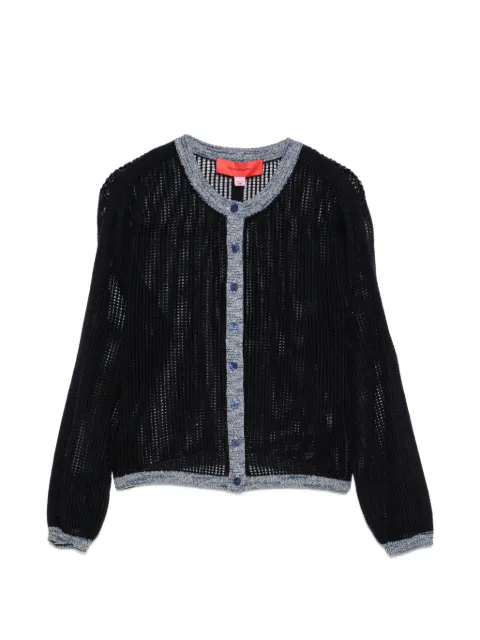 Eckhaus Latta mesh-knit contrast-trim cardigan Black 8274ELPS26M