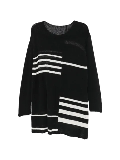 Yohji Yamamoto intarsia-knit distressed-effect sweater Black FKK12094