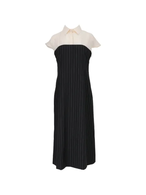 Isaia pinstripe-pattern panelled midi dress Black ABU02D05023990