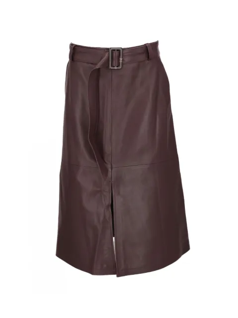 Isaia belted front-slit A-line midi skirt Red GNP003PLW69280