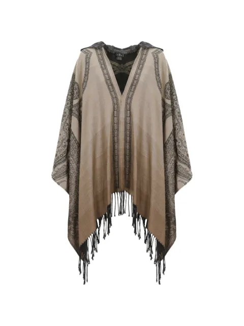 ETRO paisley-pattern fringed cape Neutrals WRBD0027AQ13T