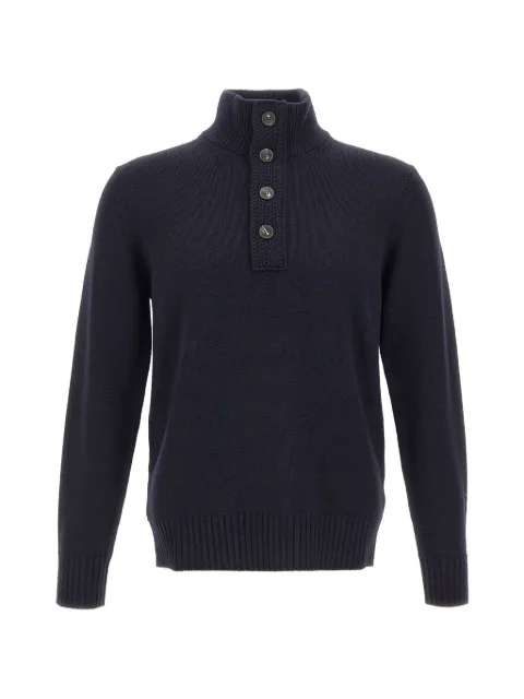 Kangra buttoned-collar ribbed-knit sweater Blue 413455041