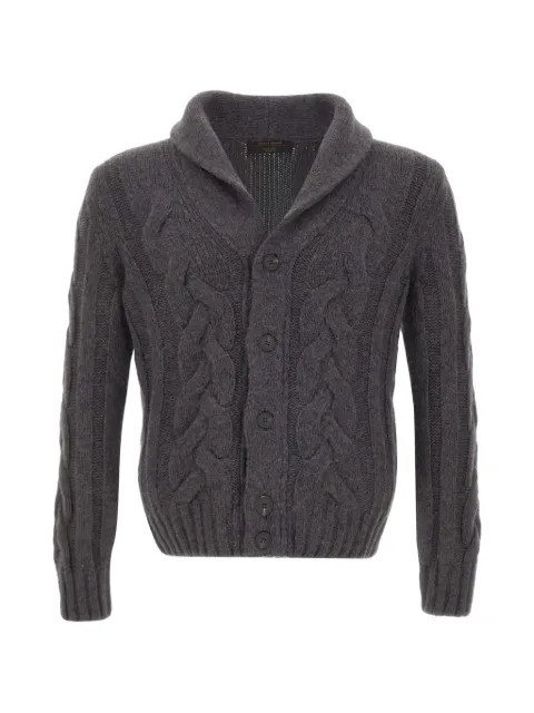 Gran Sasso cable-knit shawl-collar sweater Grey 1018919107090