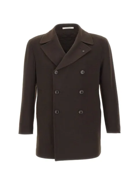 Tagliatore double-breasted logo-pin coat Brown CSTEPHAN350001EM940