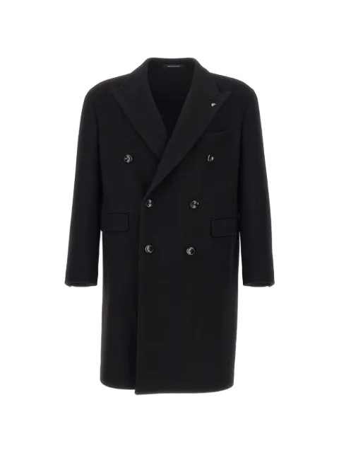 Tagliatore double-breasted peak-lapels coat Black CLD10B770116N3523