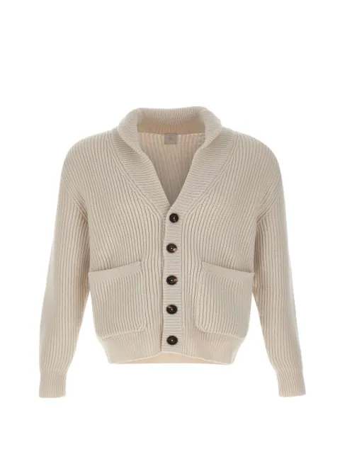 Eleventy ribbed-knit shawl-collar cardigan Neutrals N76MAGN11MAG0L00102N