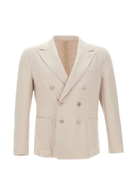 Eleventy double-breasted peak-lapel blazer Neutrals N70GIAM03TES0N06902