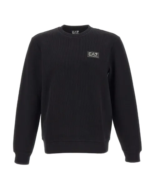 Ea7 Emporio Armani logo-patch ribbed sweatshirt Black 7M002231
