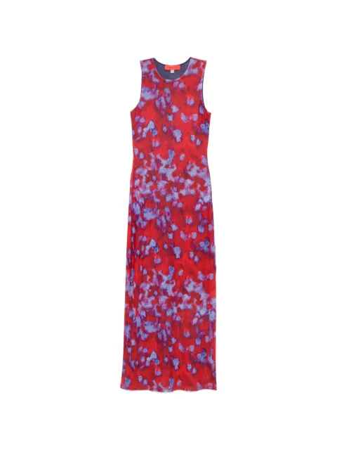 Eckhaus Latta Duet abstract-print sleeveless maxi dress Red 1137ELPS26B