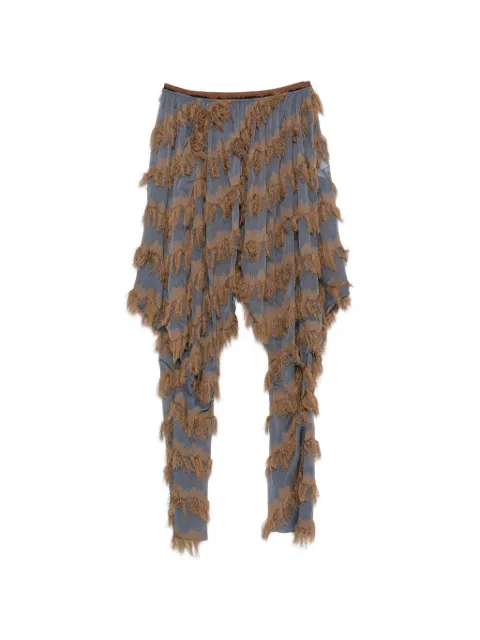 Kiko Kostadinov fringed ikat-pattern trousers Blue KKWSS26T0310