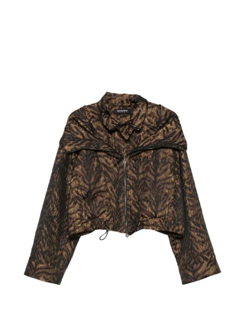 Kiko Kostadinov tiger-pattern hooded jacket Brown KKWSS26J0329