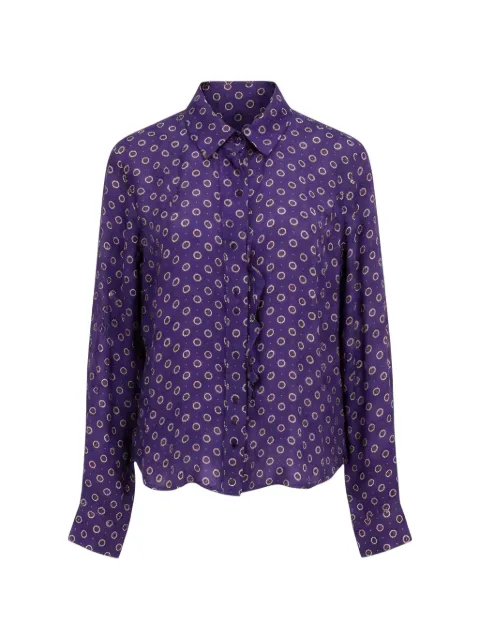 Isaia ruffled geometric-print shirt Purple CM002D90380150