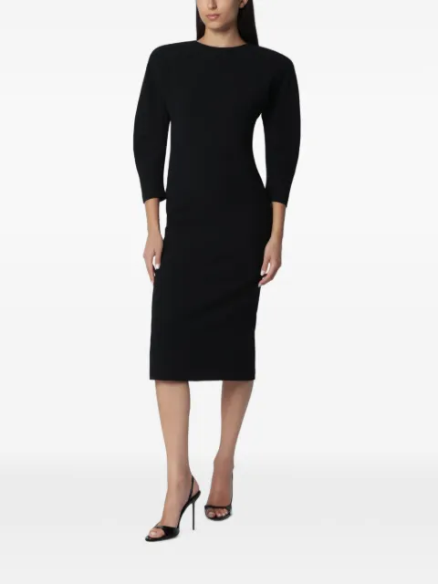 THE ANDAMANE rounded-shoulder midi dress Black T200113ATNP263