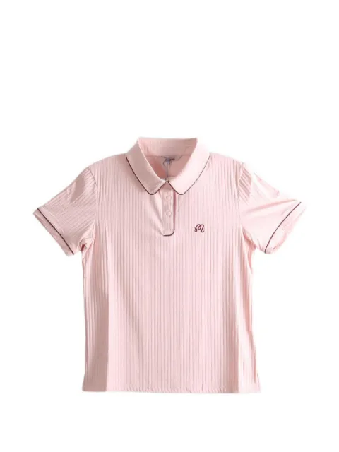 Malbon Golf Anna ribbed-knit piped polo shirt Pink MW0086