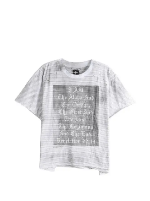 SAITOS distressed striped T-shirt White SASTEESTAINED