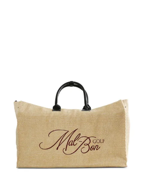 Malbon Golf large logo-embroidered straw tote bag Neutrals MWA124