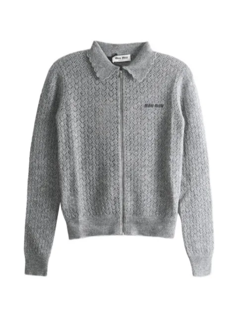 Miu Miu cashmere and silk cardigan Grey MMF03S6065