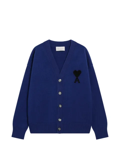 AMI Paris Ami de Coeur V-neck cardigan Blue UKC367U018